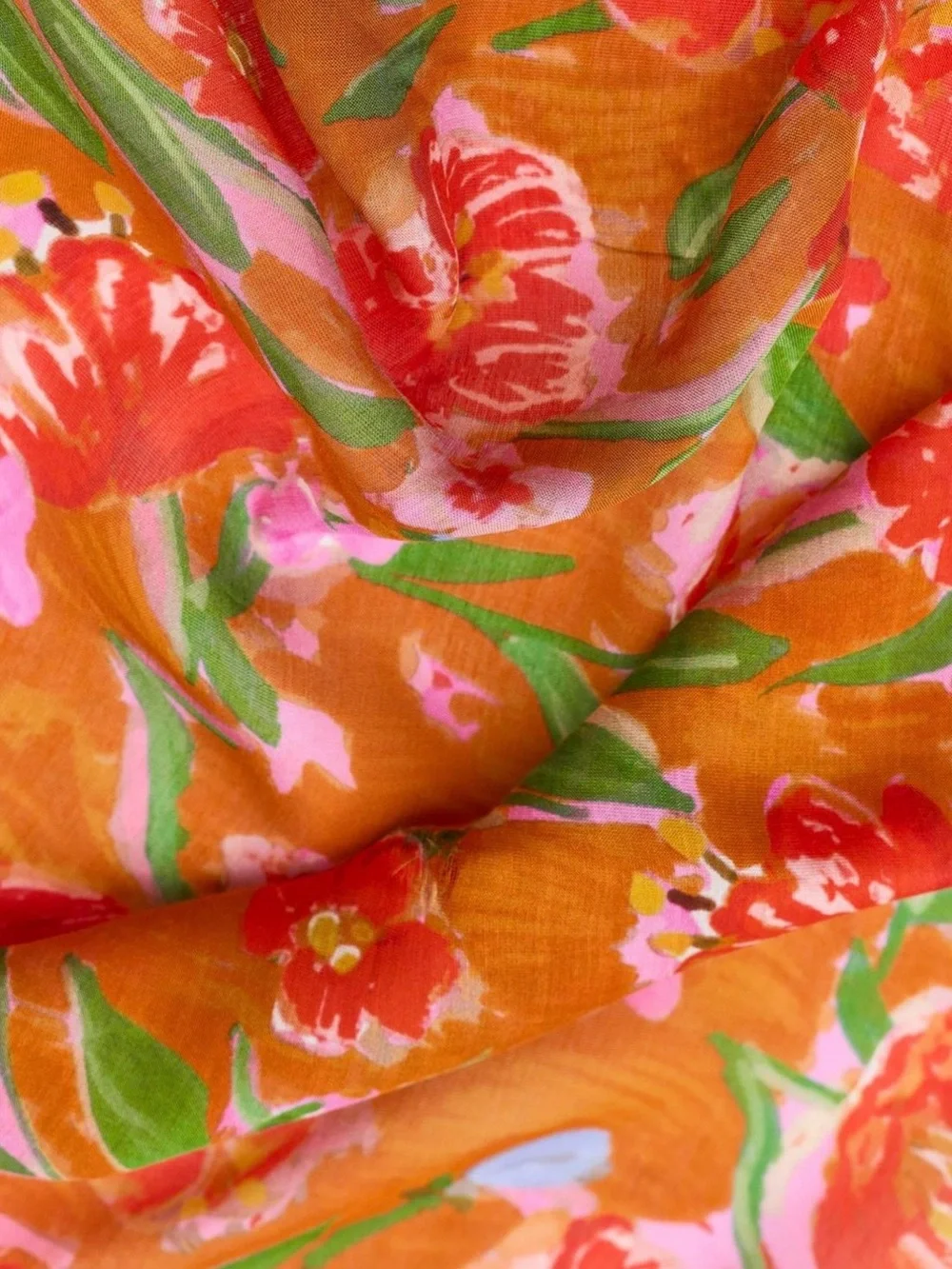 Zara Watercolor Print Modal Silk Scarf in Orange. Brand new!